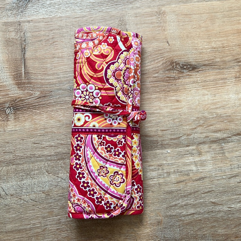 Vera Bradley brush roll case with brushes